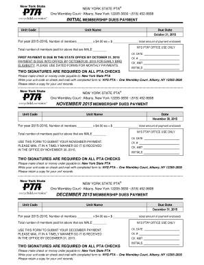 New York State PTA Membership Dues Payment Form