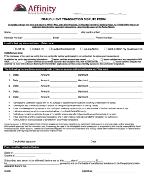 Fraudulent Transaction Dispute Form