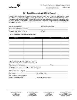Girl Scout Bronze Award Final Report