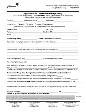 Girl Scouts Troop Fund-Raising Application
