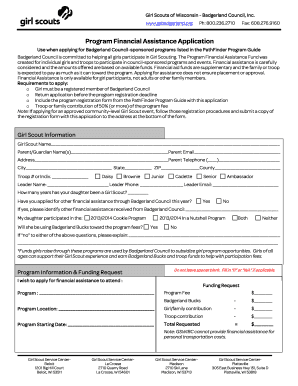 Girl Scouts Program Financial Assistance Application