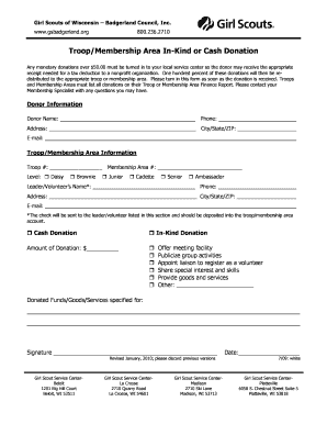 Girl Scouts Donation Form