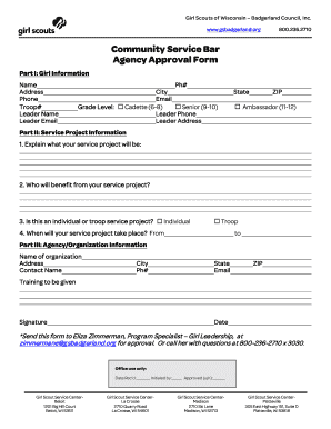 Girl Scouts Community Service Approval Form