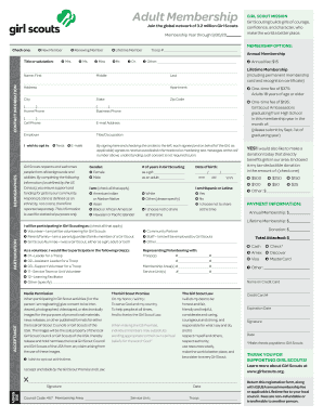 Girl Scouts Adult Membership Application