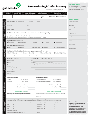 Girl Scouts Membership Registration Form