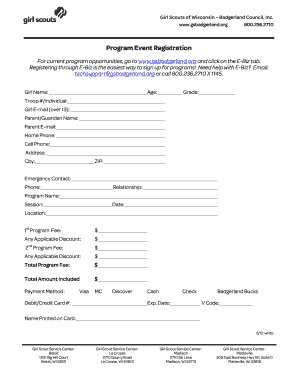 Girl Scouts Program Event Registration Form