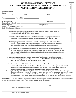 Wisconsin Student Athlete Permission Form