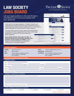 Law Society Jobs Board Listing Form