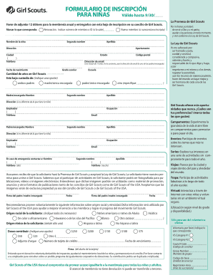 Formulario de Inscripción para Niñas