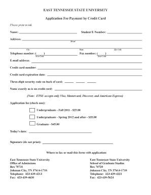 East Tennessee State University Application Fee Payment