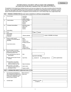 International Student Application for Admission