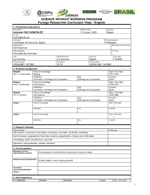 Science Without Borders Program CV Template