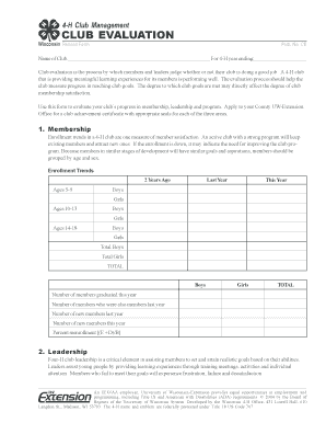 4-H Club Evaluation Record Form