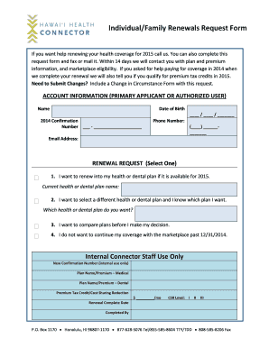 Health Insurance Renewal Request Form