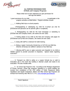 All Purpose Permission Form