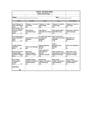 Synthesis Paper Rubric