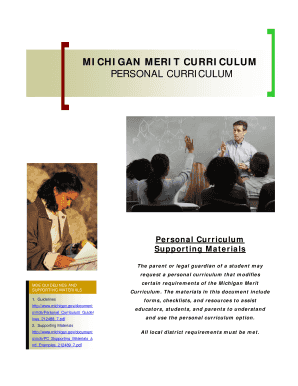 Michigan Personal Curriculum Request Form