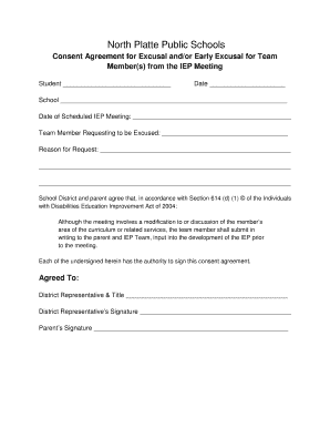 IEP Meeting Excusal Consent Agreement