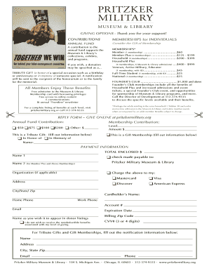 Pritzker Military Museum Membership Contribution Form