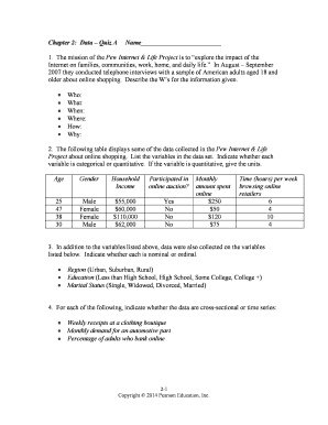 Business Statistics Quiz A