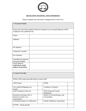Mediation Training and Experience Form