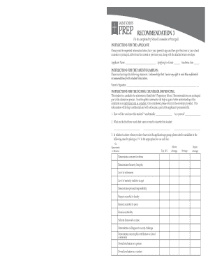 Saint John's Preparatory School Recommendation Form
