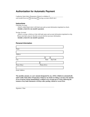 Authorization for Automatic Payment