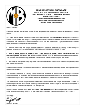 Miss Basketball Showcase Waiver and Release of Liability