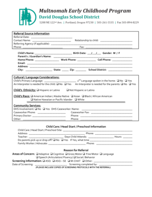 Early Childhood Program Referral Form