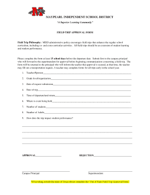 Field Trip Approval Form
