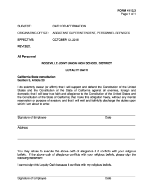 California Loyalty Oath Form 4112.3