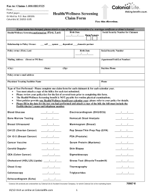 Health Wellness Screening Claim Form