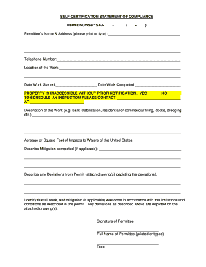 Self-Certification Statement of Compliance