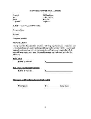 Contractors' Proposal Form