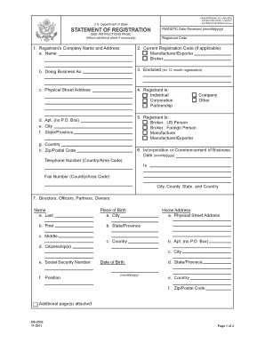 US Department of State Registration Form
