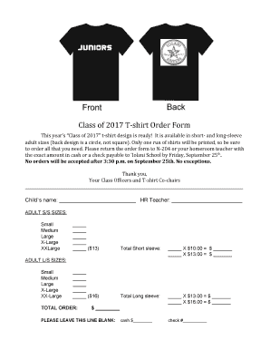 Class of 2017 T-shirt Order Form - iolaniorg