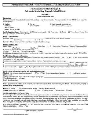 Medical Prescription Dental Vision Claim Form