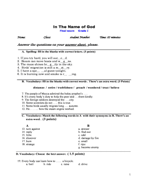 Grade I Final Exam
