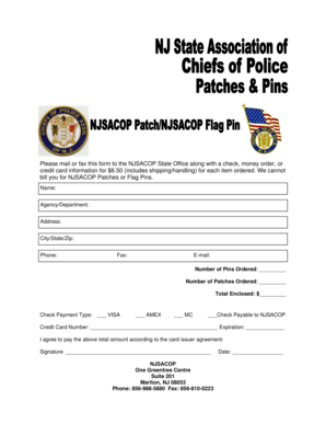 NJSACOP Patch and Pin Order Form
