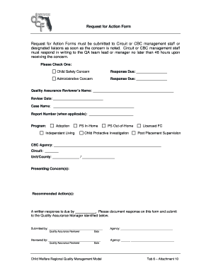 Child Welfare Request for Action Form