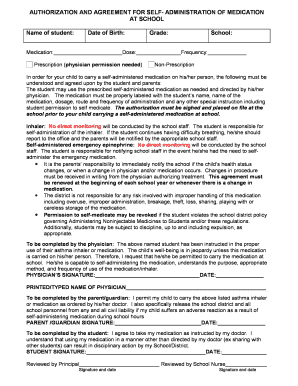 Grid paper template - AUTHORIZATION AND AGREEMENT FOR SELF- ADMINISTRATION OF MEDICATION AT SCHOOL