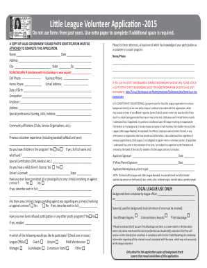 Little League Volunteer Application