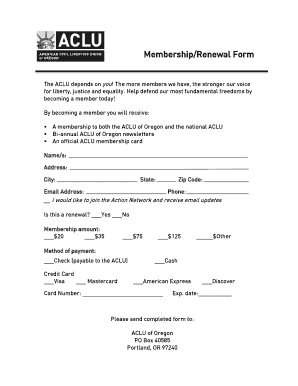 ACLU Membership Renewal Form