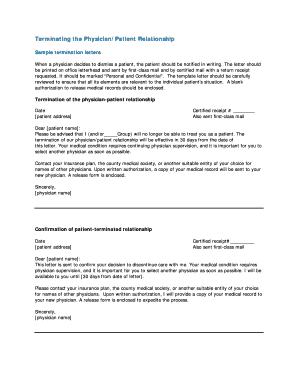 Physician Patient Relationship Termination Letter