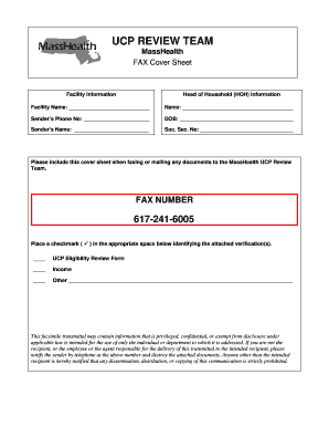 MassHealth Fax Cover Sheet