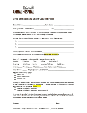 Drop-off Exam and Client Consent Form