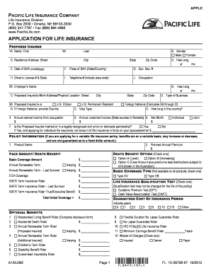 Pacific Life Insurance Application