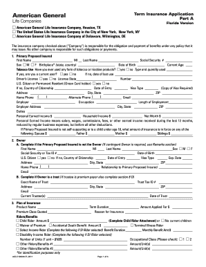 Florida Term Insurance Application