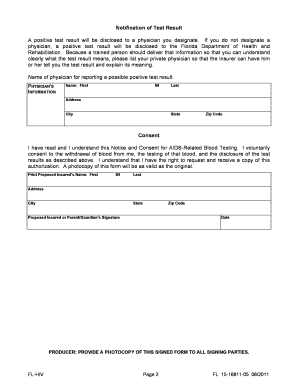 HIV Consent Form - Florida