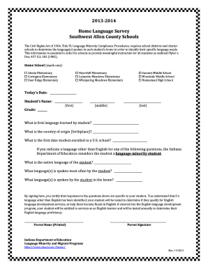 Home Language Survey Form